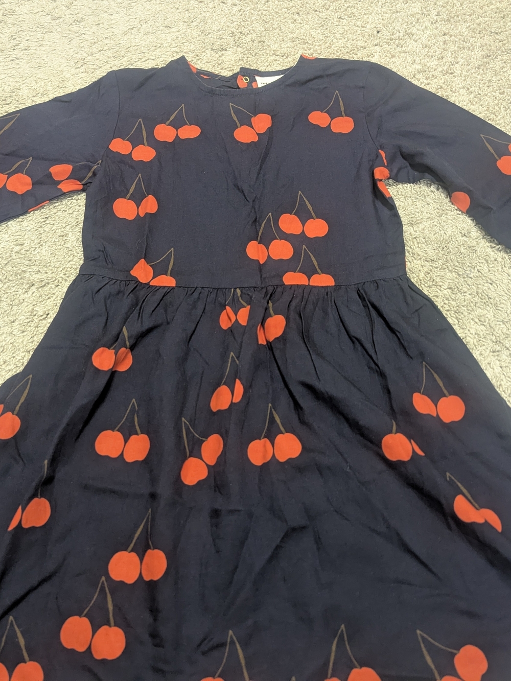 Mini Rodini Navy Dress with Red Cherry Print
